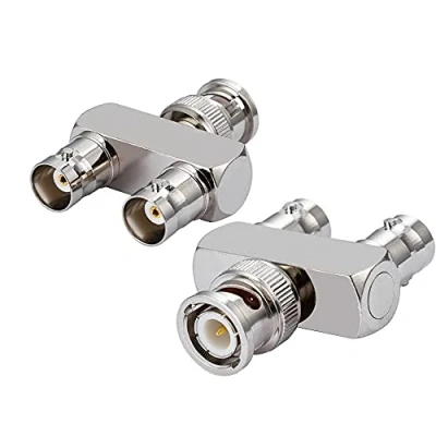 Image de Vecys Adaptateur BNC Mâle à Double Type F Femelle Y Splitter T Socket 3 Voies pour Antenne CB 4G Talkie Walkie CCTV Handfunk Ham Radio HD Vidéo HDTV (2 pcs)