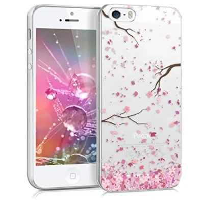 Image de kwmobile Coque Compatible avec Apple iPhone SE (1.Gen 2016) / 5 5S Housse de téléphone Protection Souple en TPU Rose Clair Brun foncé Transparent