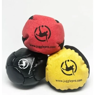 Image de Juggle Pro Lot de 3 Footbags Hacky Sack Classiques en Ultra Suède et Cuir Synthétique Idéals pour Freestyle Jeux Groupe