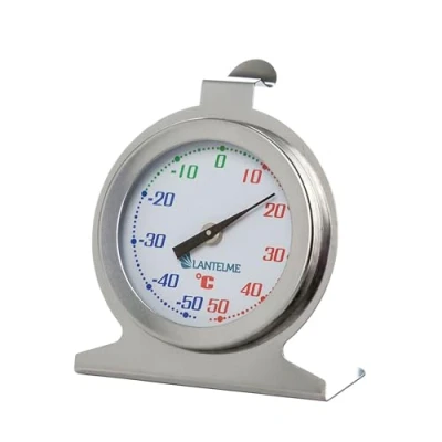 Image de Lantelme Thermomètre de réfrigérateur en acier inoxydable température 50 C à analogique compact pour un contrôle précis la