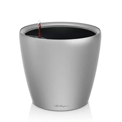 Image de Lechuza Pot de Fleurs d&#039;Interieur Premium Classico Ls Réserve d&#039;Eau Intégrée Coloris Argent Ø 28 x 26 cm