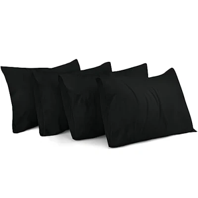Image de Utopia Bedding Taies d&#039;oreiller 50 x 80 cm Lot de 4 en Microfibre Polyester brossé avec Fermeture par enveloppe Noir