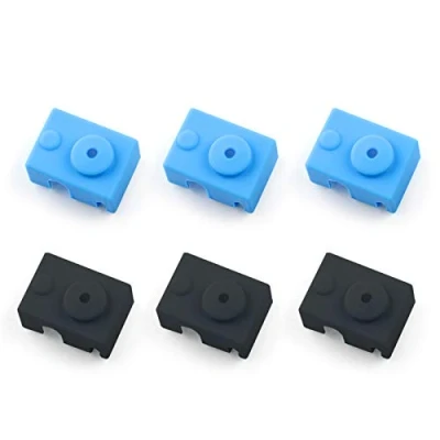 Image de Chaussettes en Silicone pour Imprimantes 3D 6 Pièces Housse de Protection l&#039;Extrudeuse Bloc Chauffant E3d V6 Pt100 Hotend Coverture d&#039;Imprimante Cache (Noir, Bleu)