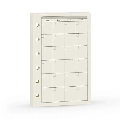 Image de Recharge A7 pour agenda Filofax, 11 styles au choix, 6 trous/100 g/m², 12 x 8 cm, Harphia Monthly Plan