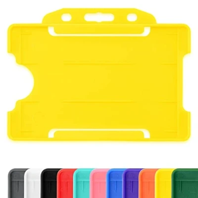 Image de CKB LTD Lot de 10 Porte badges en plastique rigide à glisser sur une face ouverte pour carte d&#039;identité badge horizontal ou paysage, peut contenir crédit CR80 86 mm 54 Jaune