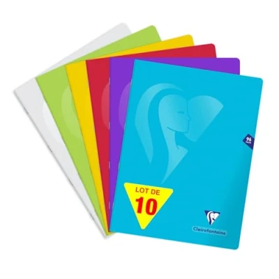 Image de Clairefontaine 303365C Un Cahier Agrafé Mimesys 24x32 cm 96 Pages Ligné avec Marge Papier Blanc 90 g Couverture Polypro Transparent Couleur Aléatoire