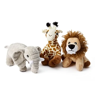 Image de Zappi Co Peluche Douce et Moelleuse pour Enfants Animaux en Parfaits des Compagnons de Jeu Douillets Agréables Les (12 15 cm) (Eléphant + Girafe+ Lion)