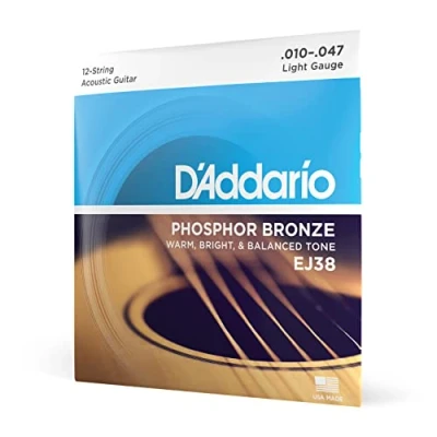 Image de D&#039;Addario cordes guitare acoustique Corde Folk EJ38 en bronze phosphoreux pour 12 Léger 10 47