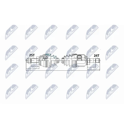 Image de NTY NPW FT 016 Arbre de transmission Essieu avant gauche 614 FIAT: Grande Punto 3/5 portes, Doblo I Break, Cargo