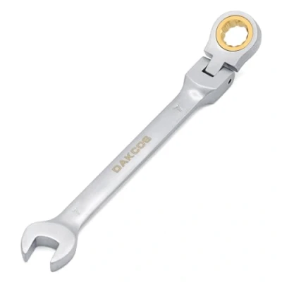 Image de DAKCOS Clé à cliquet combinée 7mm métrique articulée en CR V avec finition chromée mate
