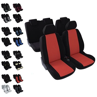 Image de DBS Housses de Sièges Voiture/Auto 5 Noir et Rouge Universelles Anti dérapant Lavable