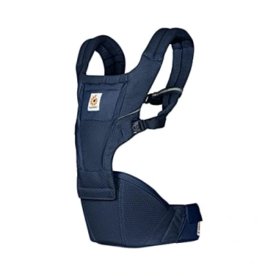 Image de porte bébé Ergobaby Alta Hip Seat avec siège de hanche pour bébés et jeunes enfants à partir 4 mois (5,5 kg 20,4 kg), en Mesh SoftFlex, Midnight Blue