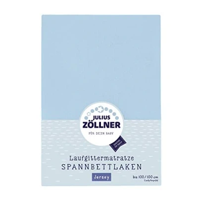Image de Julius Zöllner Panno Con Angoli in Drap Housse en Jersey pour Matelas de Parc, Coton, Bleu Clair, 1 Unité (Lot 1)