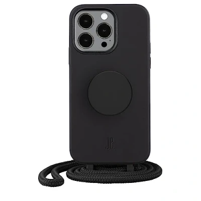 Image de PopSockets x Just Elegance Necklace Case Coque de protection pour iPhone 14 Pro Max 6,7&quot; PopGrip Avec cordon amovible Support doigt I (noir)