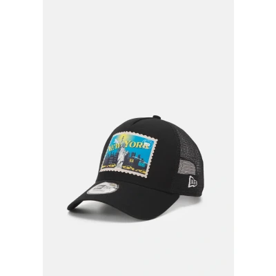 Image de New Era York Postcard Patch Black A Frame Adjustable Trucker Cap One Size