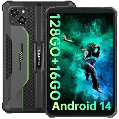Image de OUKITEL RT3 Pro Tablette Incassable Android 14 Tactile 8 Pouces,16GORAM + 256GO ROM (TF 1To),4G Double SIM,Tablette Durcie 5150mAh,16MP Caméra, IP68/GPS/OTG/NFC/2Ans Garantie,Vert