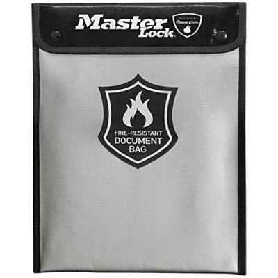 Image de Master Lock FBWLZ0EURHRO Porte Document Anti feu Protection en Silicon et étanche pour protéger de l&#039;argent, des Documents au Format A4, tablettes, clés USB, Papier d&#039;identité Autres, Noir