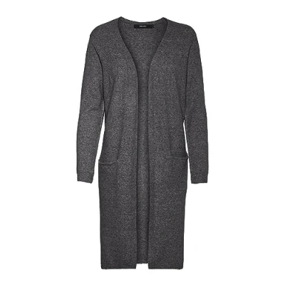 Image de VERO MODA VMDOFFY LS Long Open Cardigan Pull Over Femme, Gris (Dark Grey Melange), XL (EU)