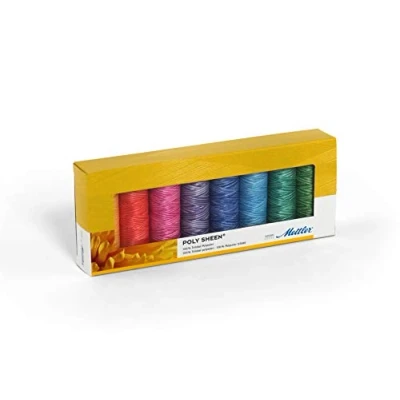 Image de Mettler Fil à Broder Poly Sheen® Coudre indéchirable 100% Polyester trilobé, pour Machine et la Main Bobines de 8 x 200 m, Couleurs Pastel variées