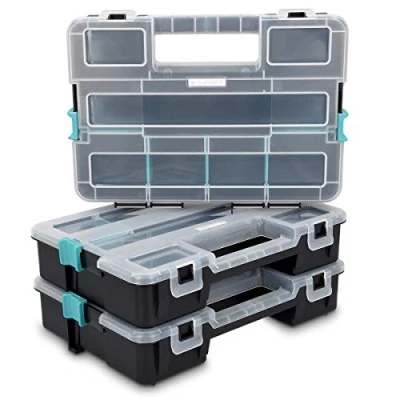 Image de Navaris Organiseur L Outils Vide 3x Boîte à Outil professionnelle 31,5 x 22,5 19,8 cm Valise Empilable Rangement Multiple Cases Modulables