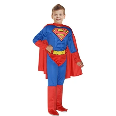 Image de Ciao Superman Déguisement pour enfant DC Comics (Taille 3 4 ans) avec muscles pectoraux rembourrés, couleur bleu/rouge, 11699.3