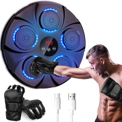 Image de semai Machine de Boxe Musicale, Musicale LED, Prend en Charge Bluetooth, 9 Modes Vitesse et Mode comptage pour Adultes Enfants Exercise/Stress Release