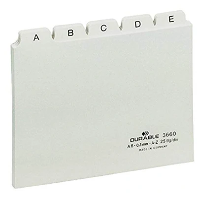 Image de Durable 366002 Jeu de 25 Intercalaires avec onglets imprimés A Z format A6 Blanc