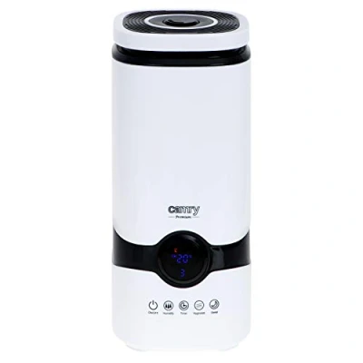 Image de CAMRY CR 7964 Humidificateur silencieux avec technologie ultrasonique Buse de sortie brume rotative à 360 Panneau commande LCD Puissance 35 m² Fonction minuteur hygromètre 45 90%