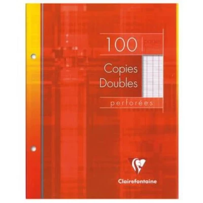 Image de Clairefontaine 4421C Un Étui de Copies Doubles Perforées 17x22 cm 100 Pages Grands Carreaux Papier Blanc 90 g Réutilisable