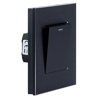 Image de Navaris Interrupteur va et vient simple encastrable design en aluminium avec applique murale Bouton pour lampe lumière