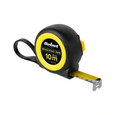 Image de Mètre ruban professionnel robuste avec système d&#039;enroulement 10 m, largeur 25 mm, Rebel RB 1134