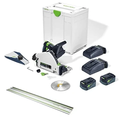 Image de festool Scie plongeante sans fil tsc 55 5,2 kebi plus/xl fs 2 batteries 18v, chargeur + lame ø160mm rail fs1400/2 577006
