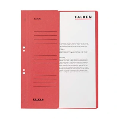 Image de Falken Réf. 80003841001F Carton de 50 chemises à oeillet A4 1/2 VD BH Rouge