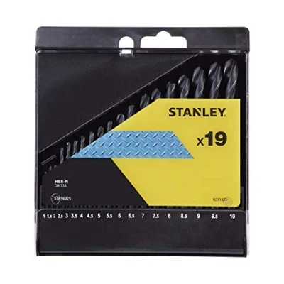 Image de STANLEY STA56025 QZ Cassette de 19 forets HSS R, pour l&#039;acier et les matériaux non ferreux (1, 1.5,2,2.5, 3, 3.5, 4, 4.5, 5, 5.5, 6, 6.5, 7, 7.5, 8, 8.5, 9, 9.5, 10 mm), Noir