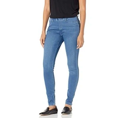 Image de Amazon Essentials Jegging en Tricot Extensible à Enfiler Femme, Délavé Clair, L Taille Courte