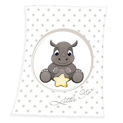 Image de Herding Fynn Couverture Bébé, Petit Rhinocéros, 75 x 100 cm, Microfibre Polaire, Blanc