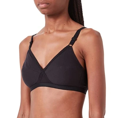 Image de Nur Die Komfort Bügelloser Softcup BH Bra Weich Bequem mit Spitze Kreuzschnitt Technologie für Starken Halt Soutien Gorge, Noir (94), 90C Femmes