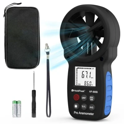 Image de HoldPeak Anémomètre Portable, Numérique Haute Précision, Mesure la Vitesse du Vent, Température, pour VMC, Extérieur, Drones HP 866B