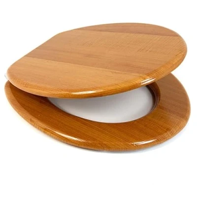 Image de Marco Paul Interiors Abattant de toilette universel en bois MDF 45,7 cm Siège ovale réglable rond Charnières traditionnelles