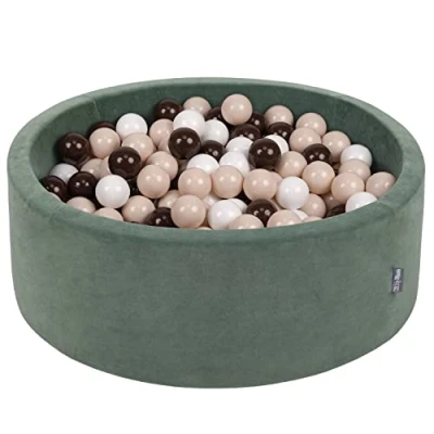 Image de KiddyMoon Piscine À Balles pour Bébé Velours Rond 90X30cm/300 7Cm Fosses Boules Jouet Enfant, Vert Forêt: Beige Pastel/Brun/Blanc