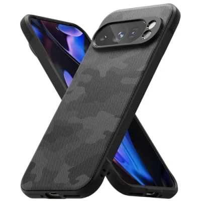Image de Ringke Coque Compatible avec Google Pixel 9 Pro [Onyx] Antichoc Protection Antidérapant Flexible Ultra Fine TPU Souple Bumper Durable Étui pour Case Accessoires Camo Black