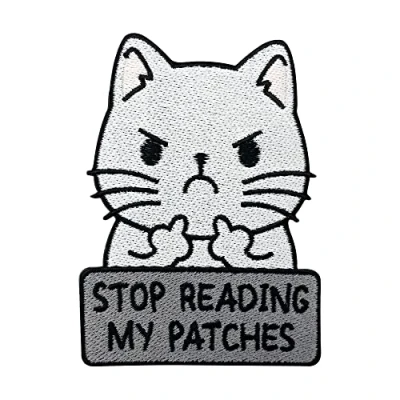 Image de Finally Home Écusson thermocollant Stop Reading My Patches chat Patchs à repasser /