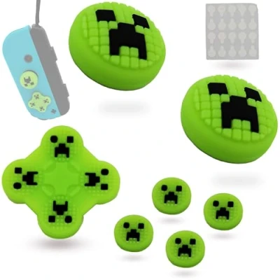 Image de MatoSan® Set d&#039;Autocollants pour Boutons et Couvercles de Thumbstick Nintendo Switch OLED Capuchons en Silicone Joy Con Vert Caps Joystick