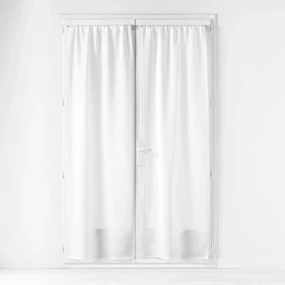 Image de douceur d&#039;intérieur, Paire Droite Passe Tringle (2 x 70 200 cm) Haltona Blanc, Effet Lin Tissé, Naturel