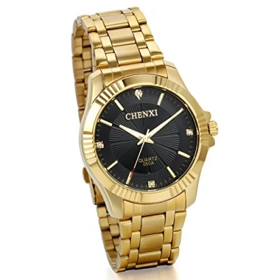 Image de JewelryWe Montre Homme Quartz Analogique Faux Diamant Affichage Cadran Bracelet Acier Alliage Or Commercial Affaire