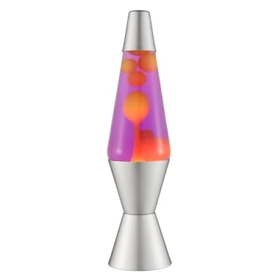 Image de LAVA® lampe Lava 2125, cire jaune, liquide violet, socle et capuchon argentés, à mouvement de marque originale 14,5 pouces