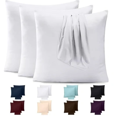 Image de Utopia Bedding Taies d&#039;oreiller 50 x cm Lot de 4 en Microfibre Polyester brossé avec Fermeture par enveloppe Blanc