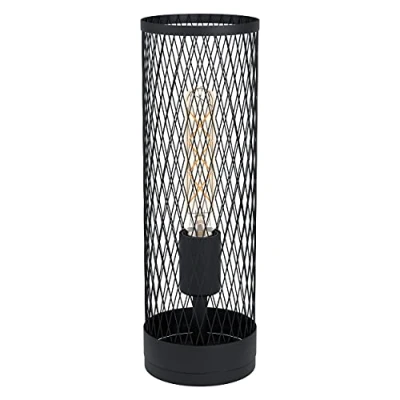 Image de Eglo lampe de chevet Redcliffe, table et industrielle, salon en métal Noir, luminaire design avec interrupteur, douille E27
