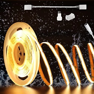 Image de PAUTIX Bande LED COB Blanc Chaud 2700K DC24V Étanche IP65, 10M 5040LEDs CRI90+ Ruban Lumineux pour Éclairage Domestique DIY, Projet d&#039;Ingénierie avec Connecteur 8mm (Alimentation Non Incluse)