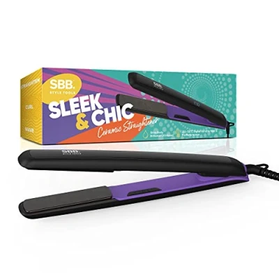 Image de SBB Style Tools Lisseurs de Cheveux en Céramique Sleek &amp; Chic Pro Chauffage Ultra Rapide, Niveaux Température Variables et Arrêt Automatique avec Huiles Capillaires d&#039;Argan Macadamia